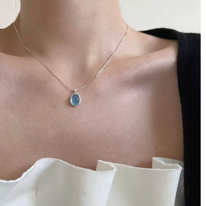 Oval Gemstone Choker Set (Light Luxury Niche Fresh Necklace)