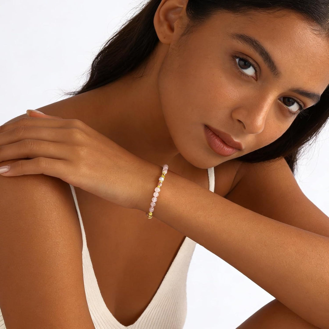 Rose‑Quartz Tourmaline & Pearl Spliced Luxury Women’s Bracelet