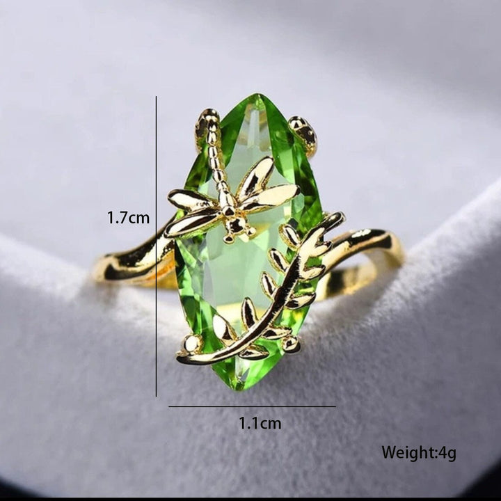 Twisted‑Leaf Irregular Green Gem Ring, Two‑Tone Options