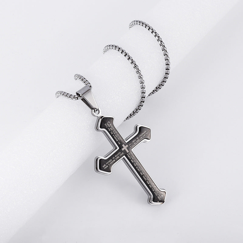 Lord's Prayer Triple Layer Cross Necklace Set (Light Luxury Niche Faithful Necklace)