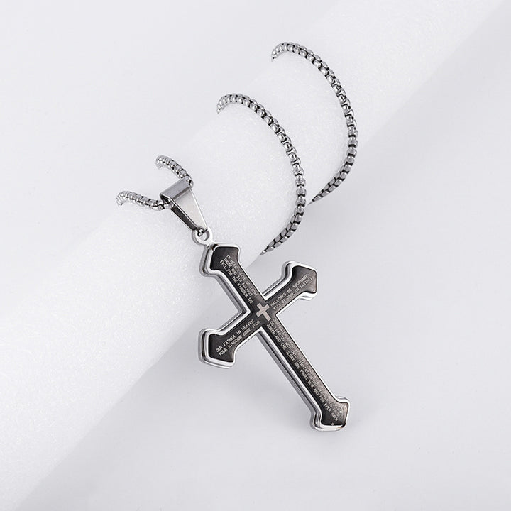 Lord's Prayer Triple Layer Cross Necklace Set (Light Luxury Niche Faithful Necklace)