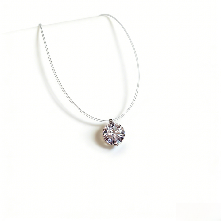 Invisible Fishline Solitaire Necklace (Minimalist Clear Choker)