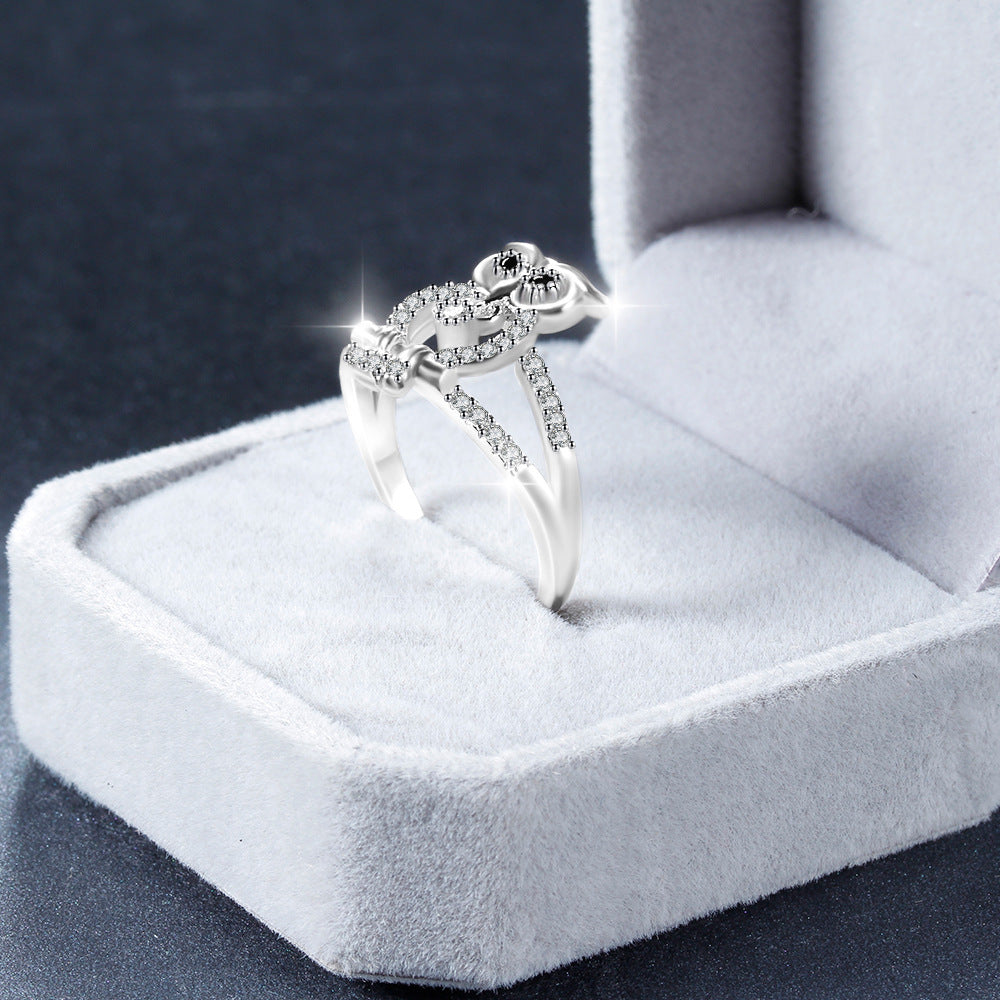 Playful Owl Pavé Ring (Luxury Vintage Whimsical Band)