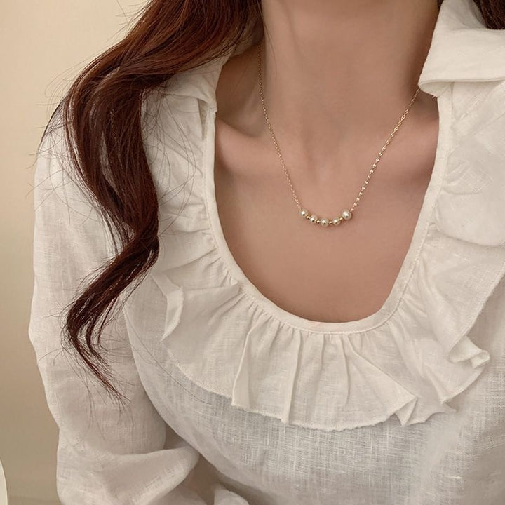 Luxury Pearl Necklace (Silver/Gold Clavicle Chain)