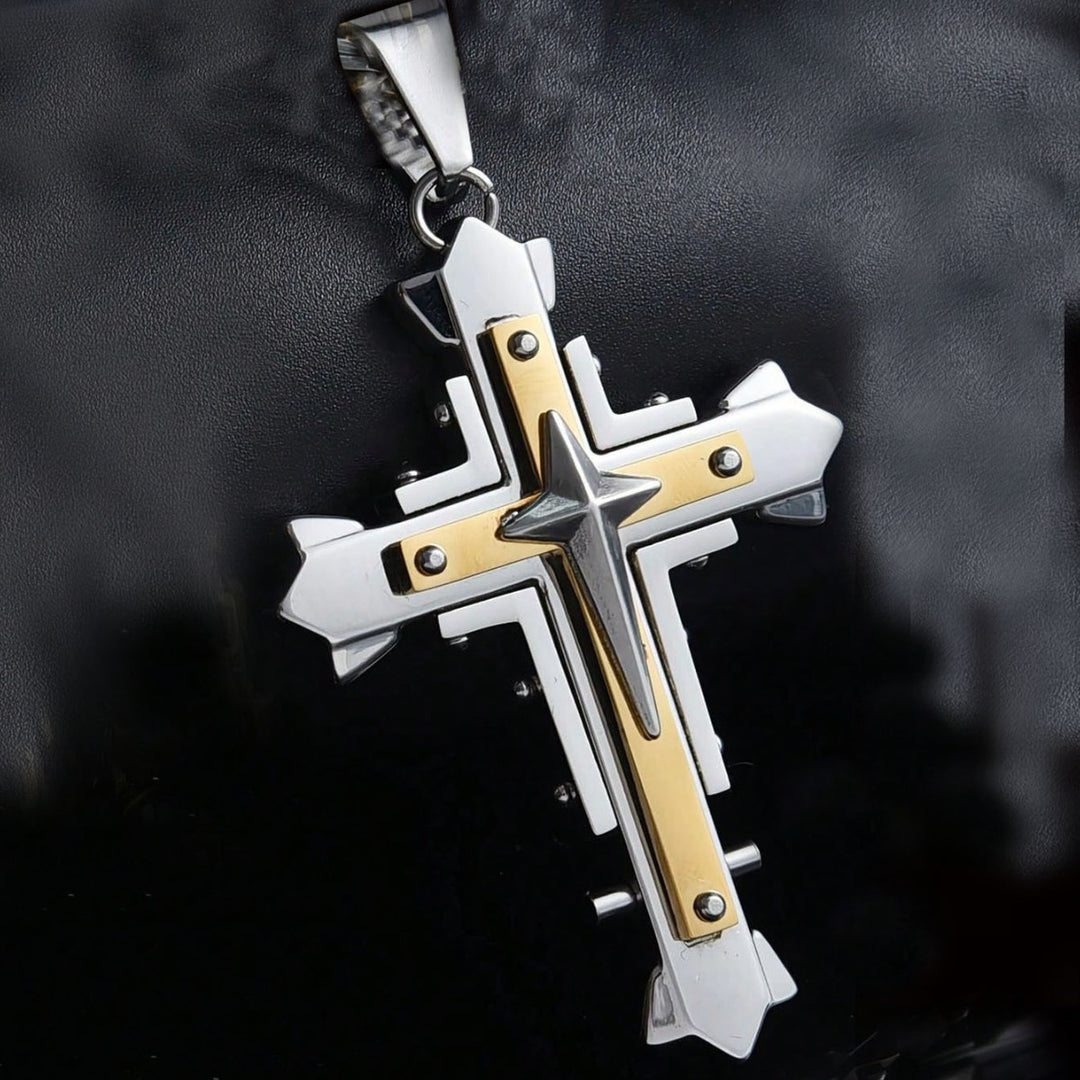 Punk Style Emperor Chain Cross Pendant Necklace (3 Colors Edgy Men's Statement Jewelry)