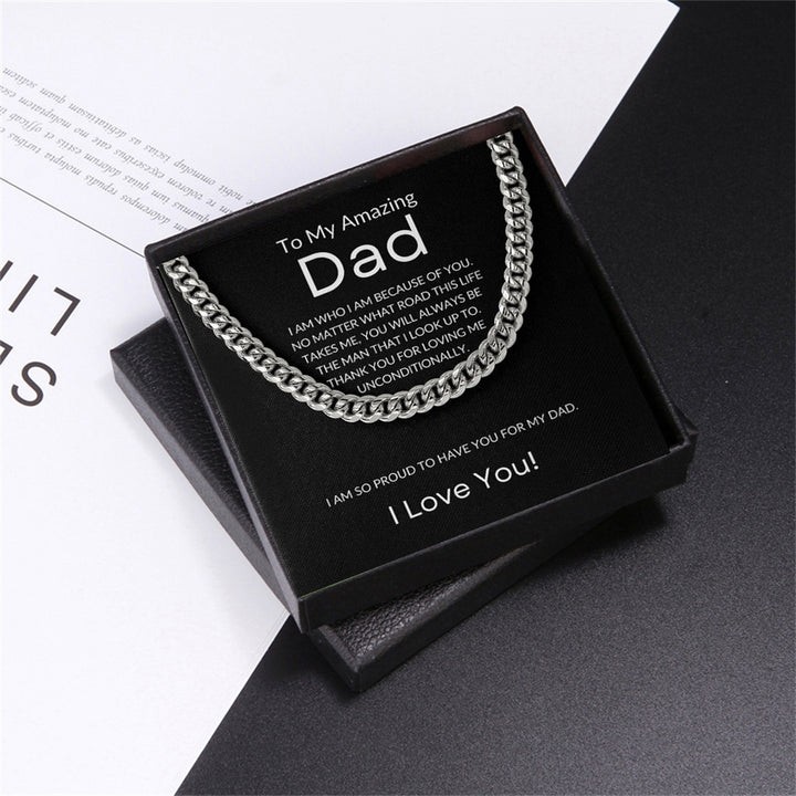 Father's Day Themed Cuban Link Necklace (Sentimental Gift for Dad)
