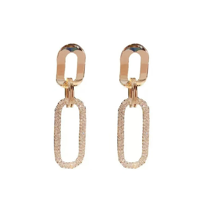 Geometric Interlocking Pavé Drop Earrings (Light Luxury Niche Edgy Earrings)