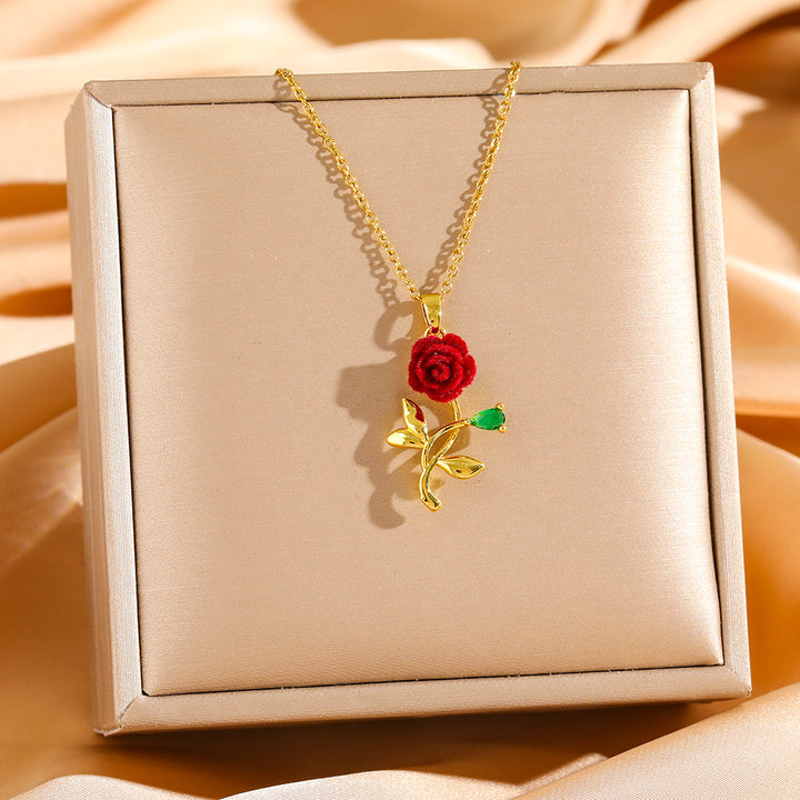 Velvet Rose Collection Necklace Set (Light Luxury Niche Romantic Necklace)