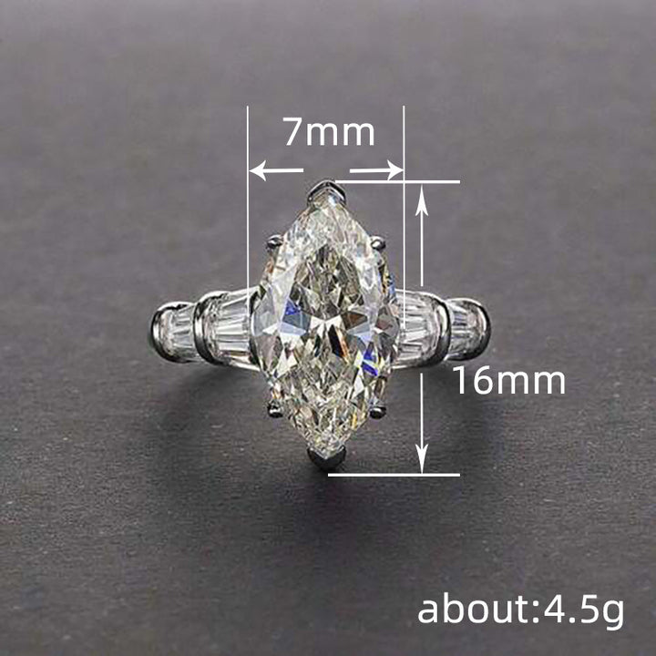 Marquise Center Stone Ring With Baguette Accents
