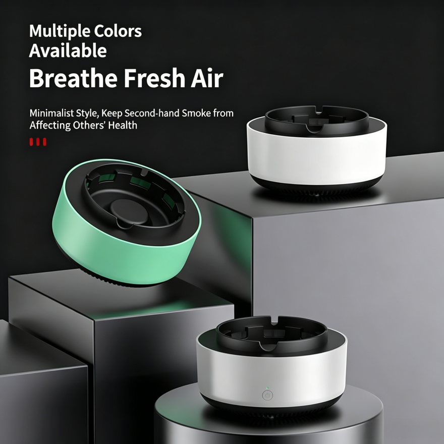 Smart Purifying Ashtray, Desktop Secondhand Smoke Absorber Odor Remover Air Clean Ashtray, Multi-Color