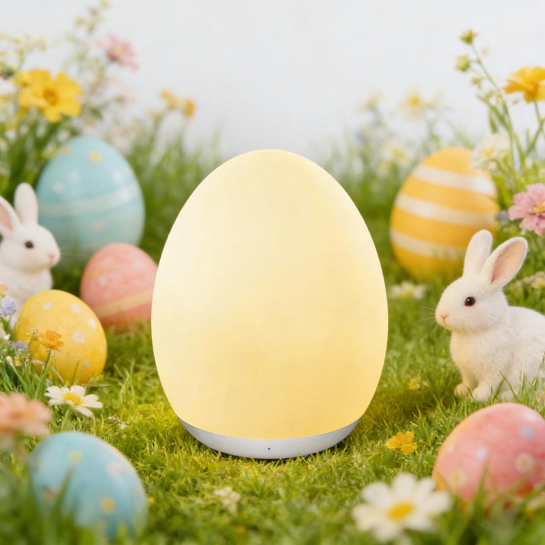 Touch Control Egg Night Light, Baby Eye-Care 7 Color RGB Rechargeable Bedside Soft Mood Lamp