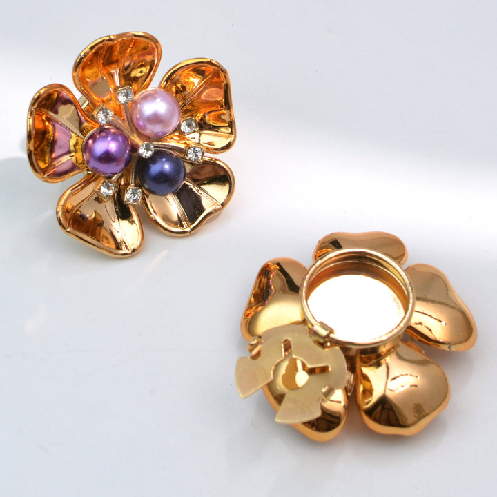 Shell Pearl Flower Shirt Button Covers — Turtle Cuff Clips & Fashion Accessories
