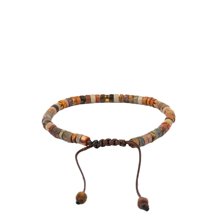Thanksgiving Gift – 4mm Natural Stone Braided Bracelet with Greeting Card (Adjustable)