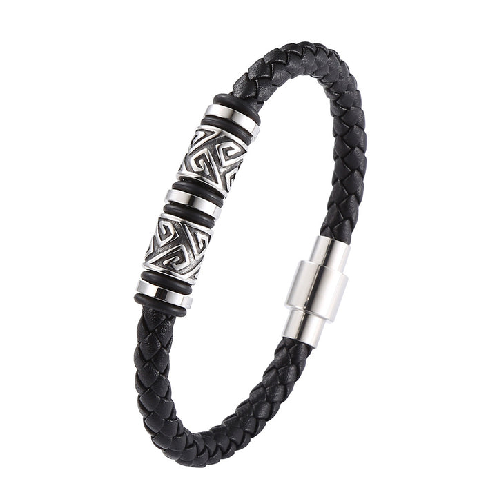 Titanium Steel & Genuine Leather Braided Bracelet · Trendsetter Essential