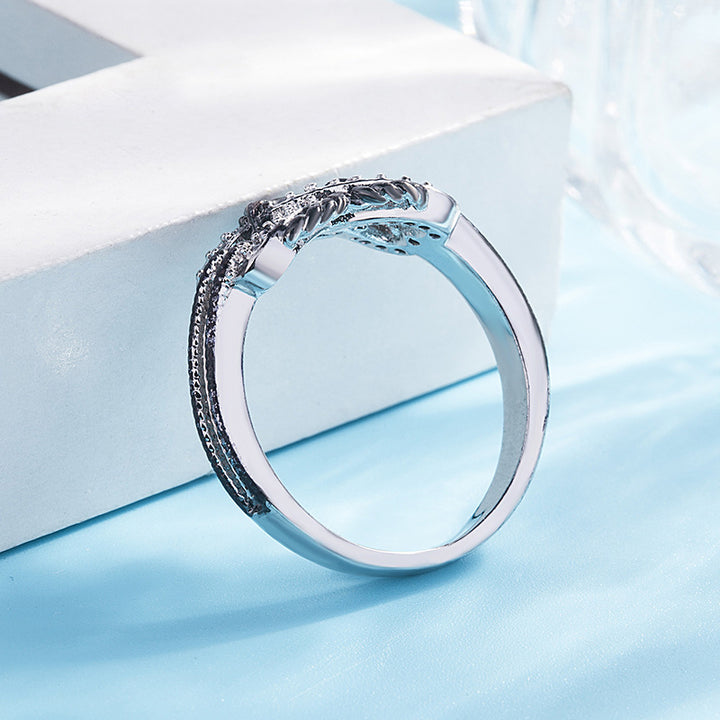 Luxury Sterling Silver Black Dragon Ring (Men) & Heart Cutout CZ Ring (Women) – Couple Rings