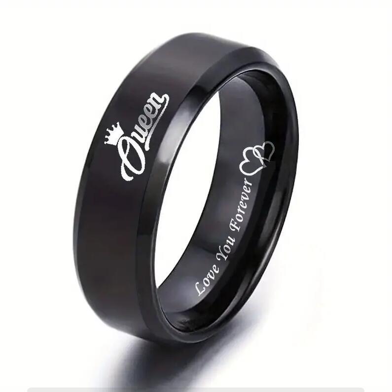 King & Queen Black Couple Rings - Eternal Love Titanium Steel Matching Rings