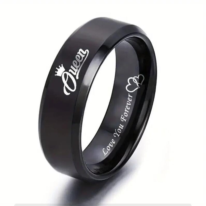 King & Queen Black Couple Rings - Eternal Love Titanium Steel Matching Rings
