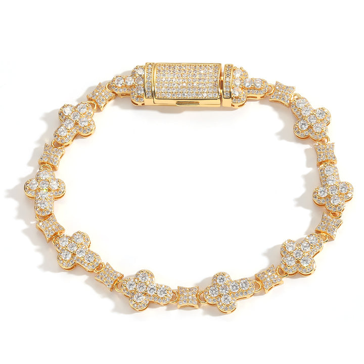 Hip-Hop Cross Men's Bracelet - Full Diamond Trendy Bracelet