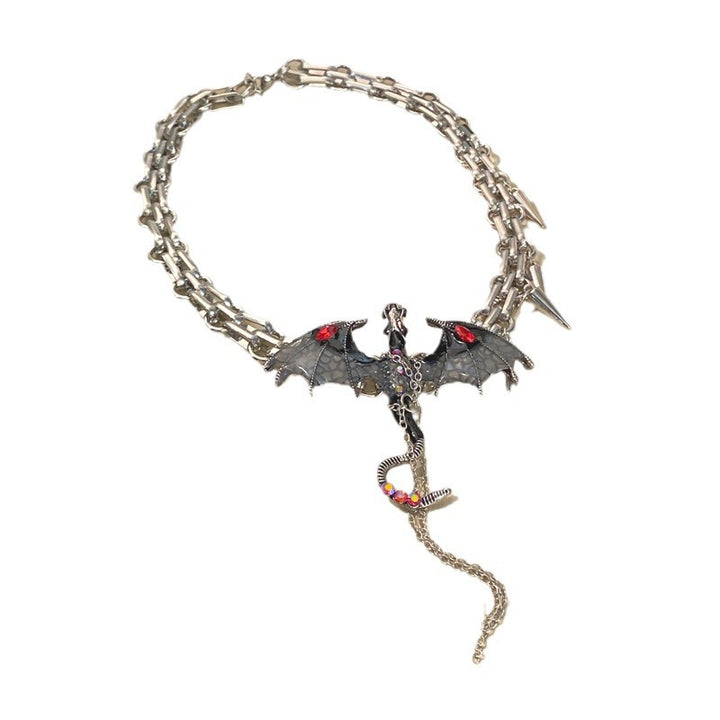 Gothic Y2K Heavy-Duty Black Red Thorn Dragon Chocker