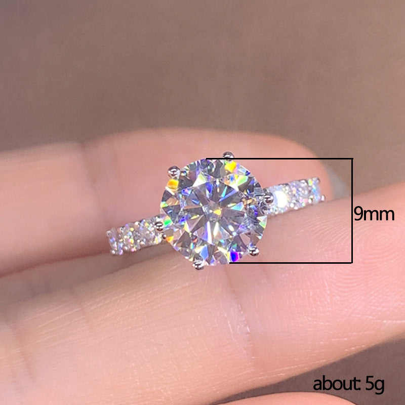 Light Luxury Sterling Silver Diamond-Embedded Brilliant Star Women's Ring