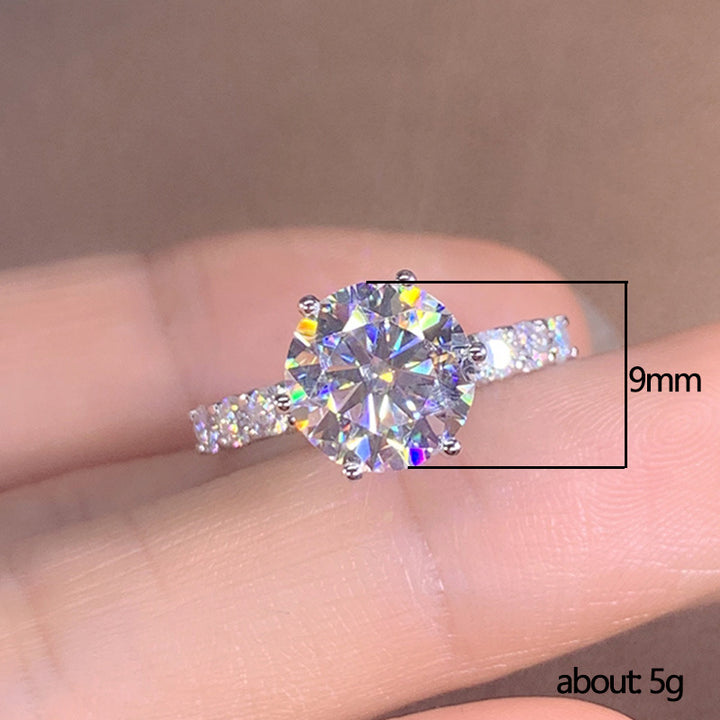 Light Luxury Sterling Silver Diamond-Embedded Brilliant Star Women's Ring