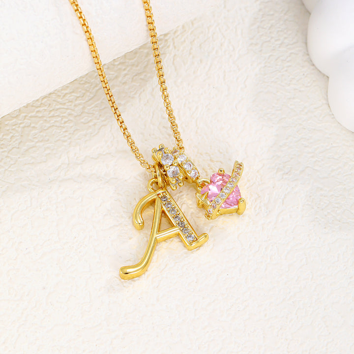 Dopamine 26 English Floral Letter Necklace - Girls' Light Luxury Niche High-End Jewelry