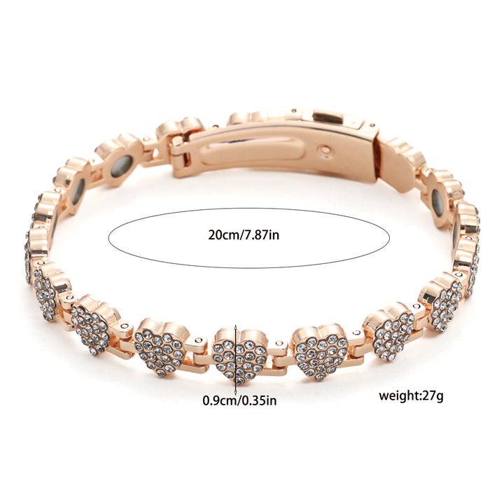 Fashion Light Luxury Heart Full-Diamond Magnetic Bracelet - Alloy Single-Row Couple Jewelry