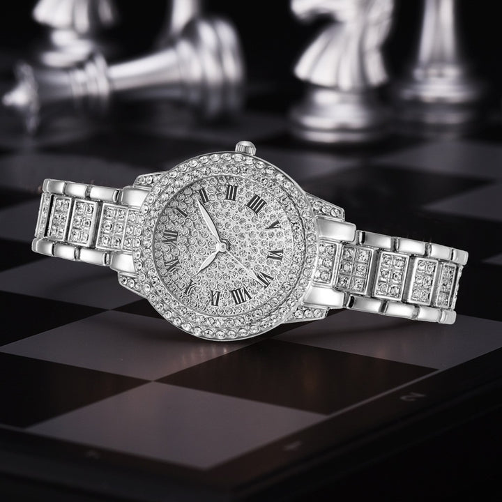 Full-Diamond Roman Dial Starry Sky Women's Watch Set