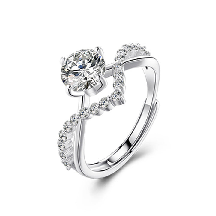 Crown of Love Couple Rings (Four-Prong 1-Carat Diamond Open Wedding Rings)