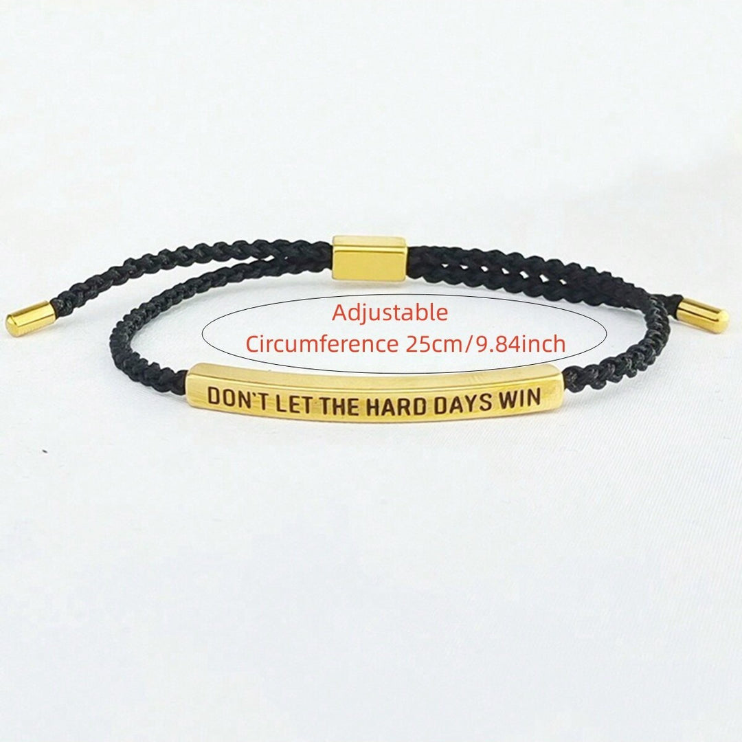 Motivational Quote 18k gold Curved Tube Curved Tube Bracelet (Handmade Braided Adjustable Engravable Cord)