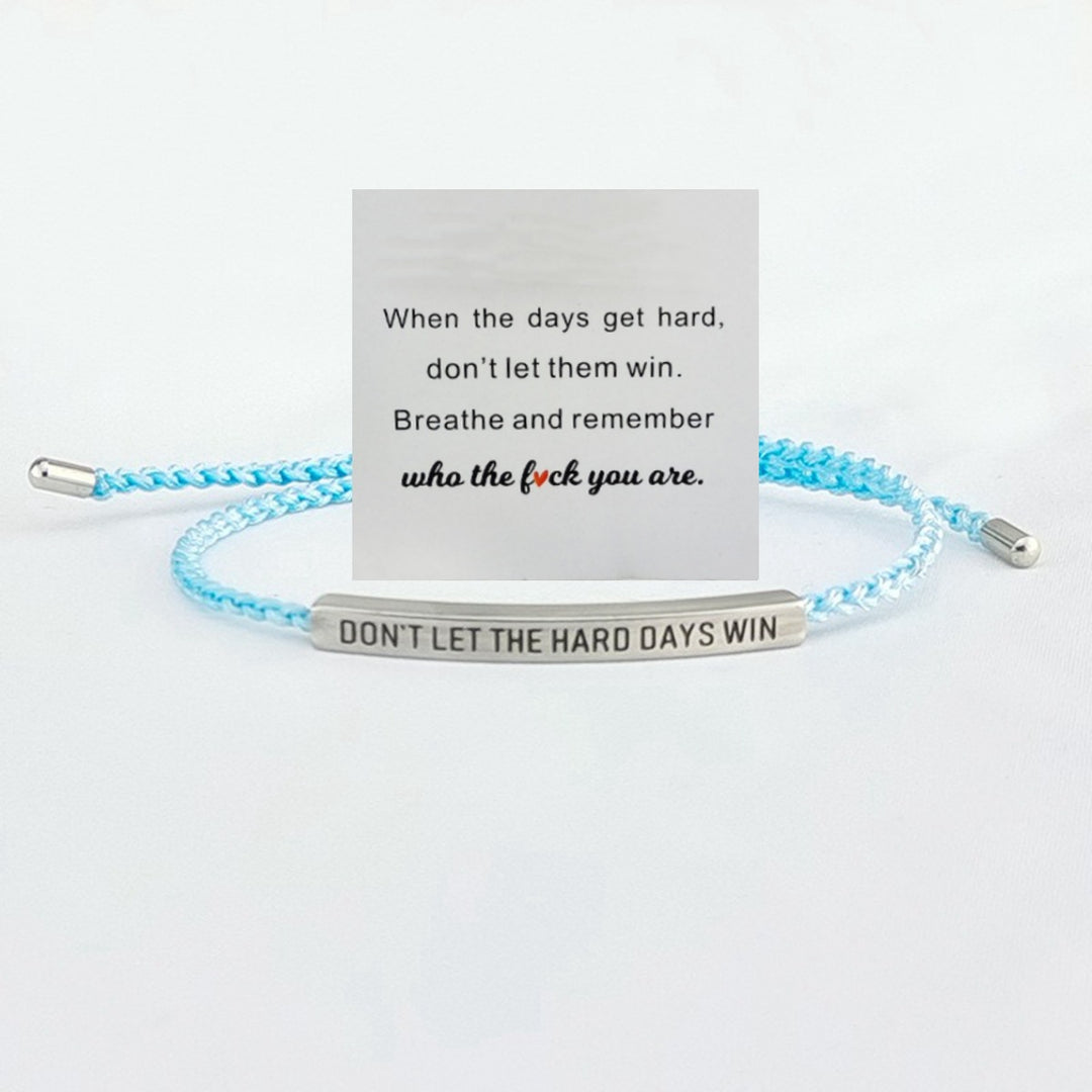 Motivational Quote 18k gold Curved Tube Curved Tube Bracelet (Handmade Braided Adjustable Engravable Cord)