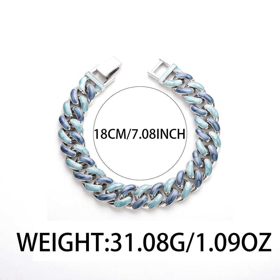 Color-Block Cuban Link Titanium Steel Bracelet (Glow-in-the-Dark/Gradient Hip-Hop Style)