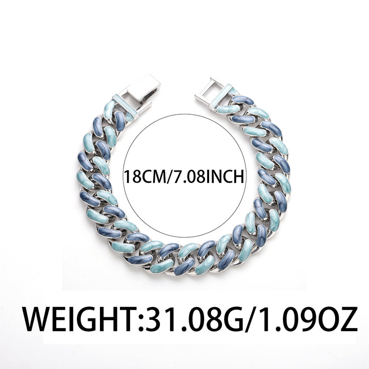 Color-Block Cuban Link Titanium Steel Bracelet (Glow-in-the-Dark/Gradient Hip-Hop Style)