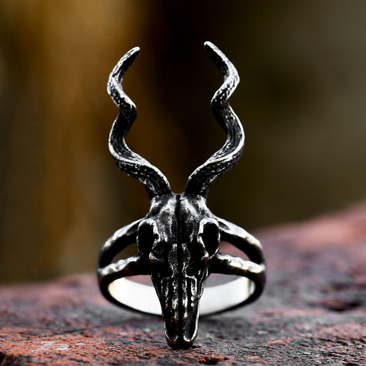 Satanic Ram Skull Gothic Punk Ring