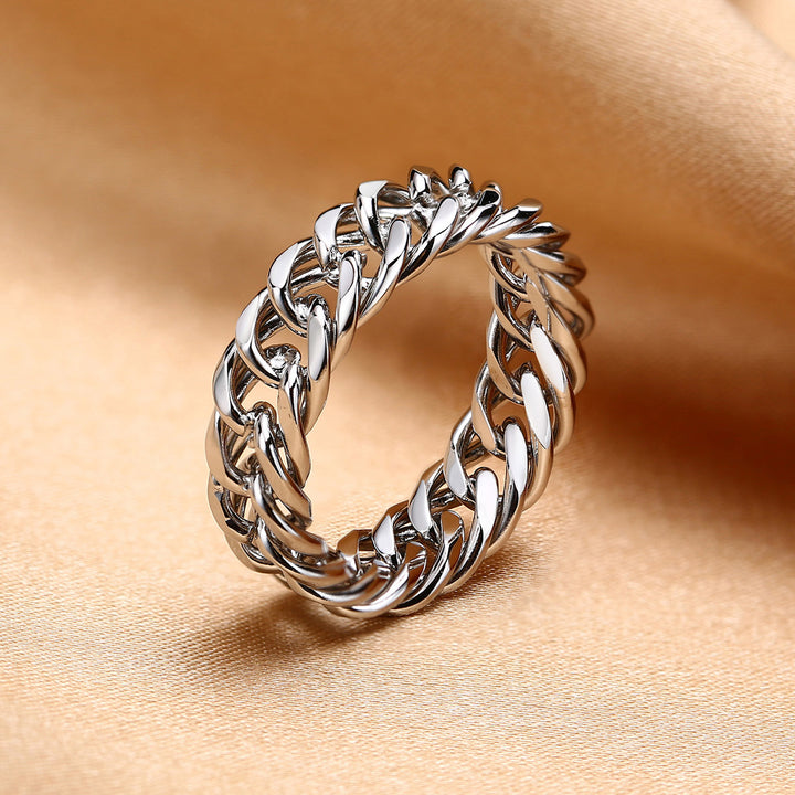 Minimalist Braided Cuban Link Ring (Light Luxury Street Style)