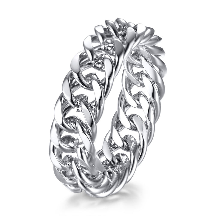 Minimalist Braided Cuban Link Ring (Light Luxury Street Style)