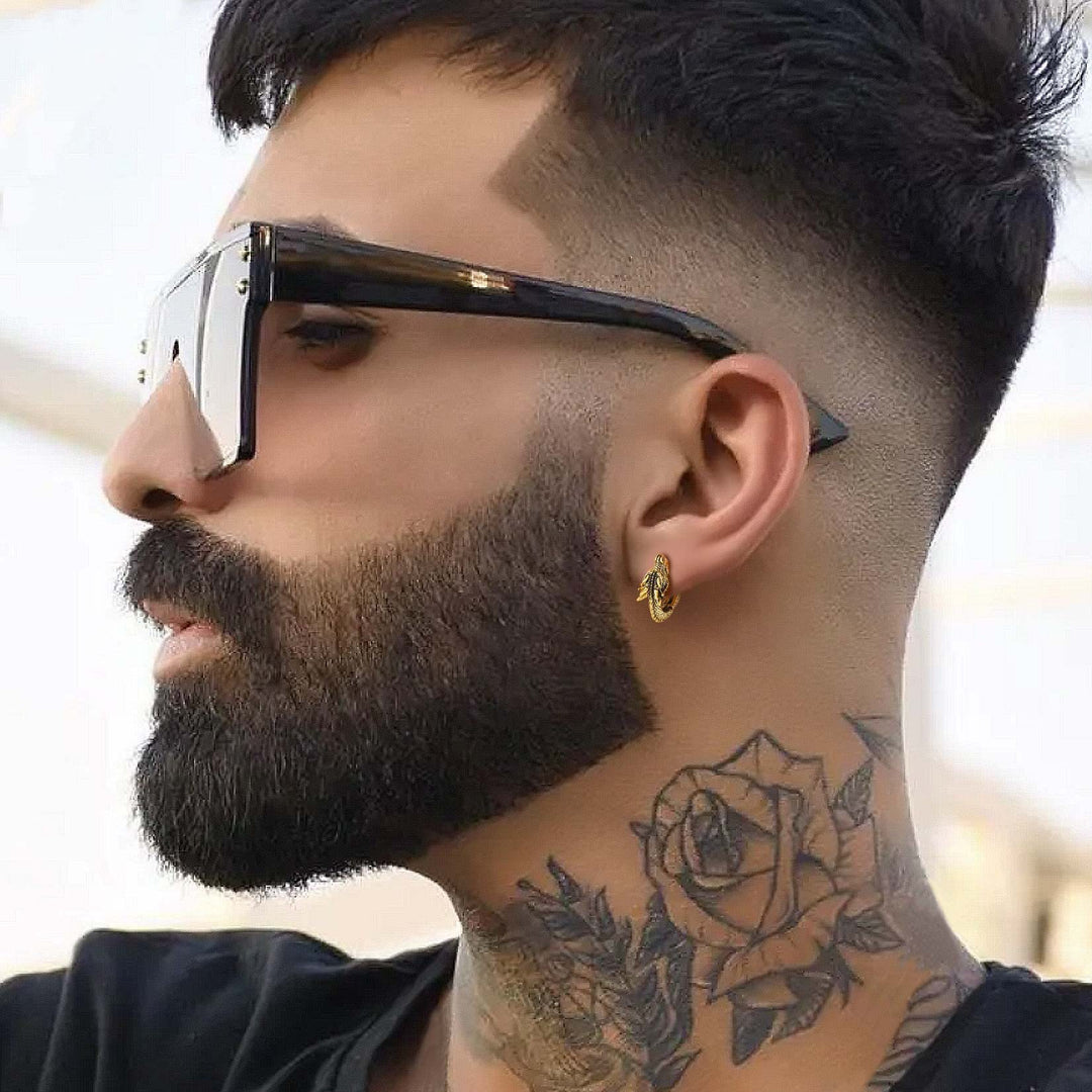 Retro Punk Style Titanium Steel Dragon Hoop Earrings (Dark Hardcore Style)