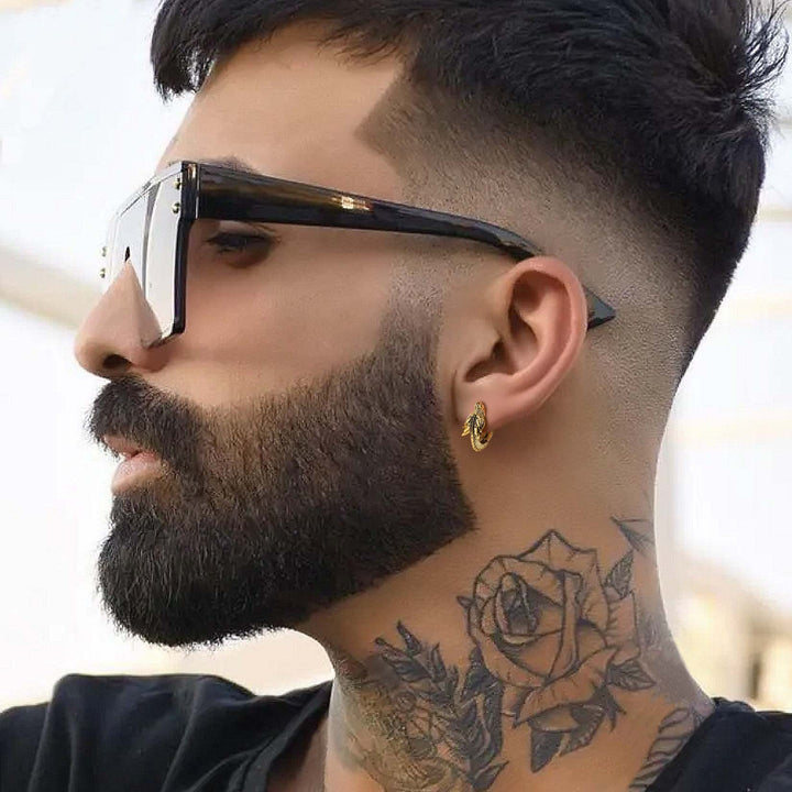 Retro Punk Style Titanium Steel Dragon Hoop Earrings (Dark Hardcore Style)