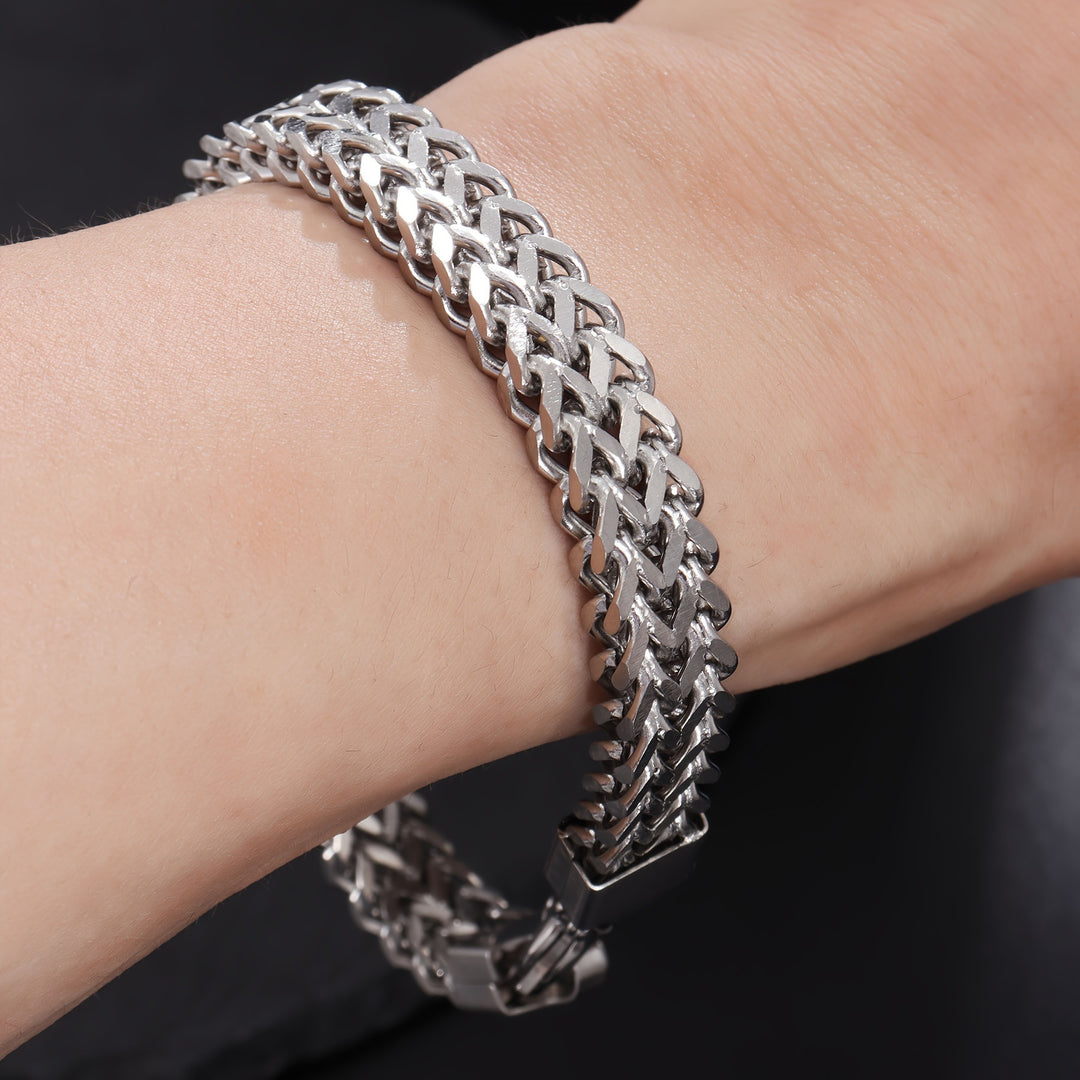 Titanium Steel Braided Cuban Link Bracelet (Light Luxury Multi-Color Style)