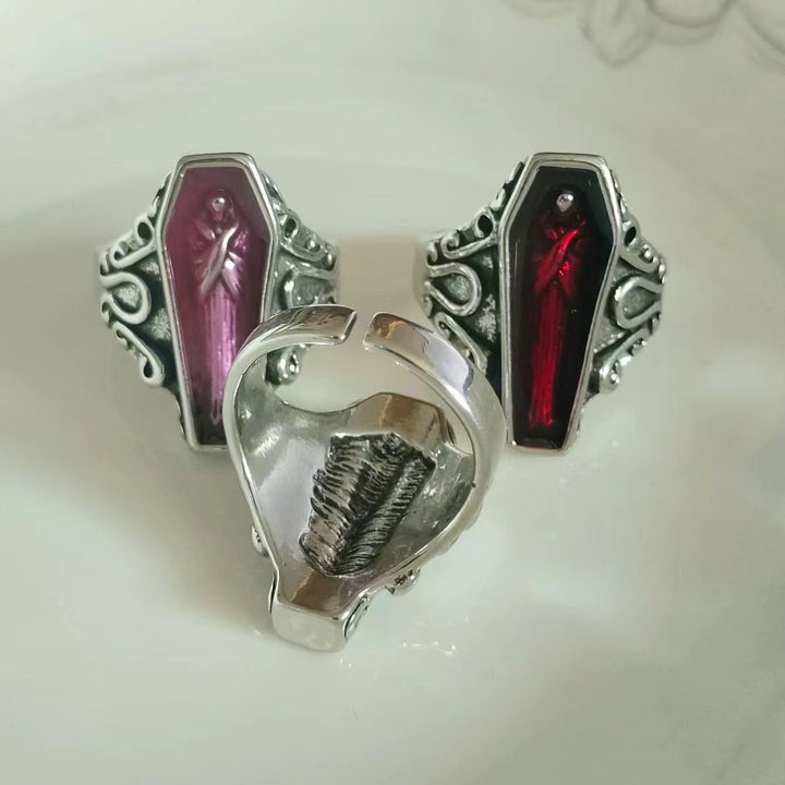 INS Gothic Vampire Coffin Resin Ring – Retro Punk Style Jewelry