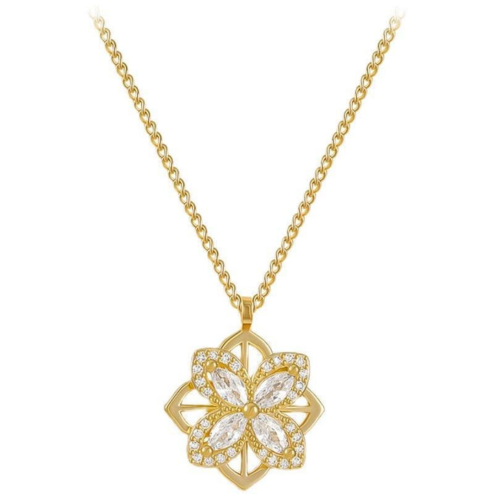 Rotatable Four-Leaf Flower Diamond-Studded Clavicle Chain (Understated Light Luxury Style)