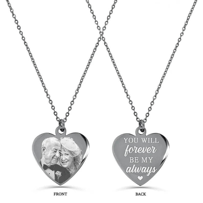 Titanium Steel Heart Custom Photo & Engraving Pendant (Memorial Fashion Style)