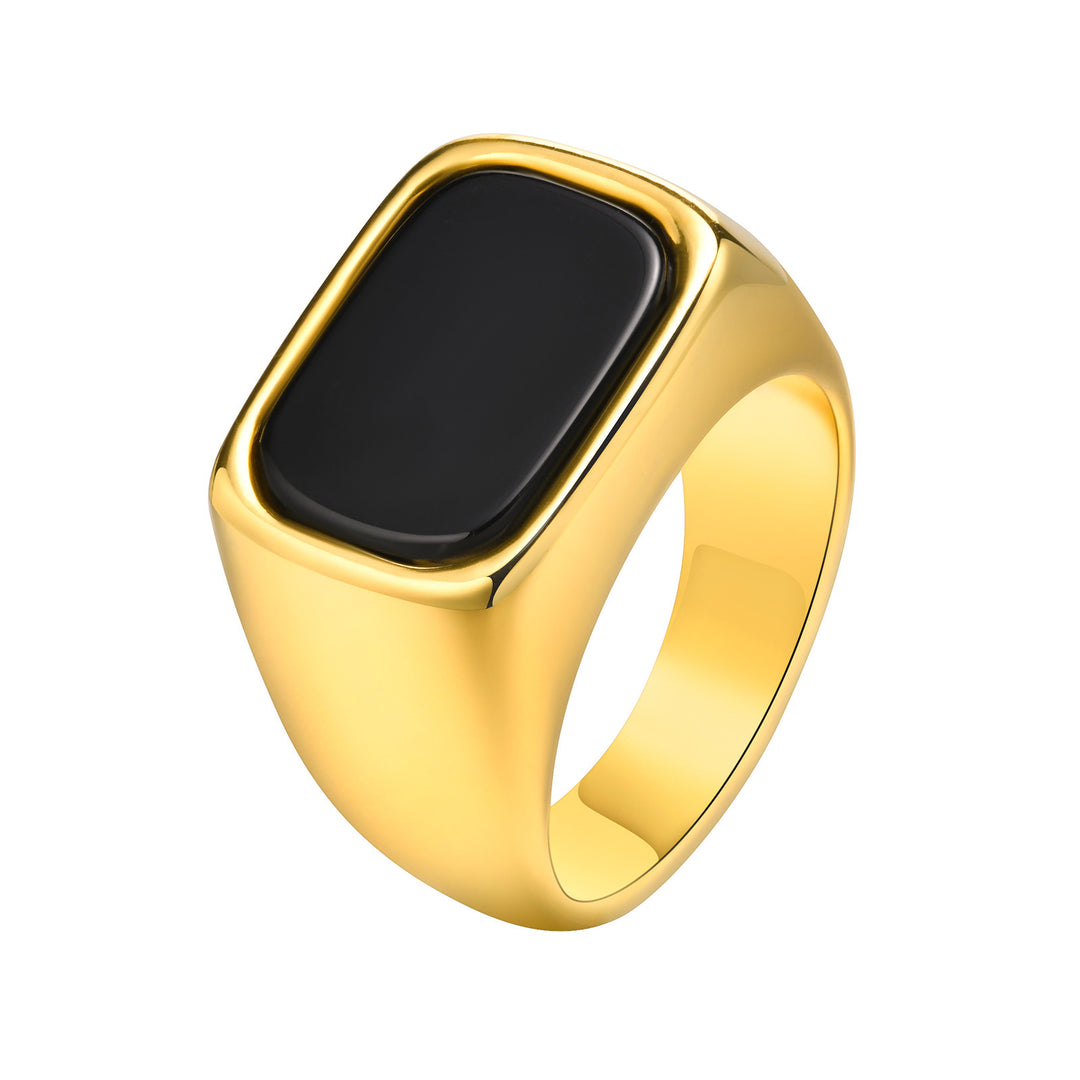 Minimalist Square Black Ring Gold (Minimalist Light Luxury Business Style)