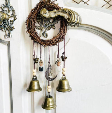 Woven Rattan Moon-Star Retro Wind Chime (Bohemian Ethnic Style)