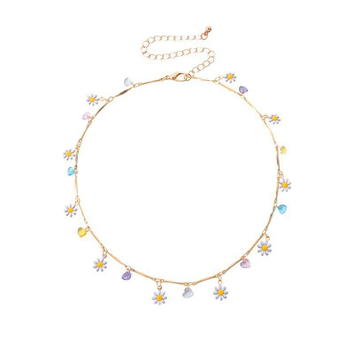 Enamel Painted Daisy Flower Necklace for Women