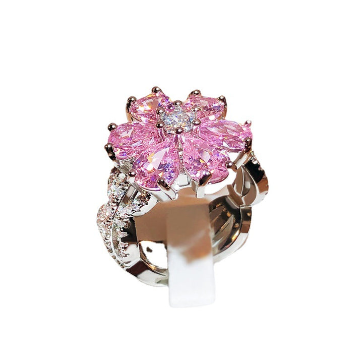 Pink Heart-Shaped Cubic Zirconia Ring for Women – Sweet and Romantic Love Jewelry
