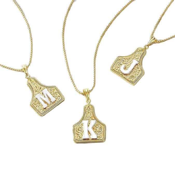 Unisex Gold-Plated Initial Letter Pendant Necklace
