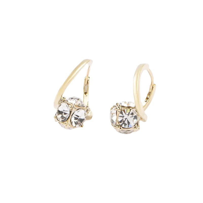 Double-Stone Clasp Hoop Earrings (Dual-Color Light Luxury Style Series)