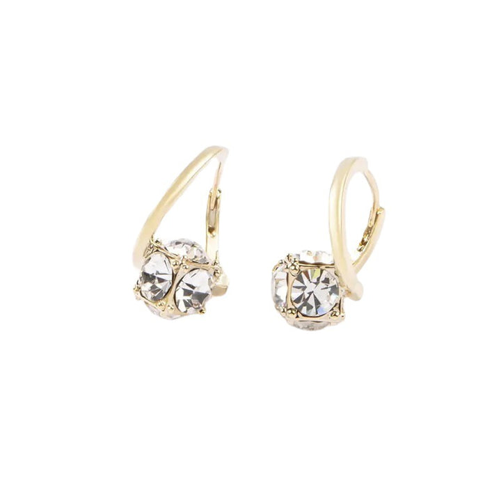Double-Stone Clasp Hoop Earrings (Dual-Color Light Luxury Style Series)