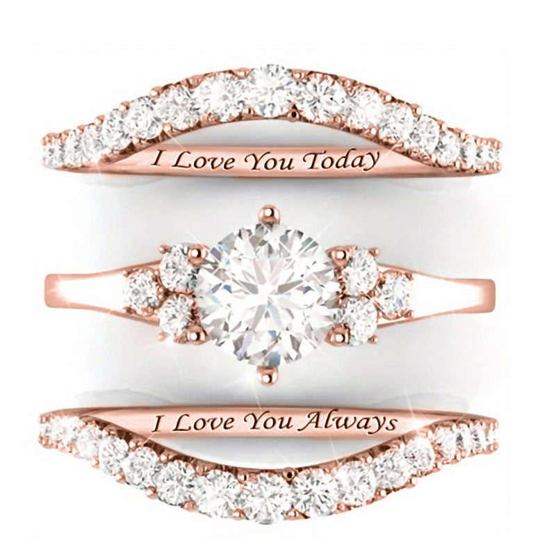 Double-Band Love Vow Diamond Ring (Light Luxury Romantic Style Series)